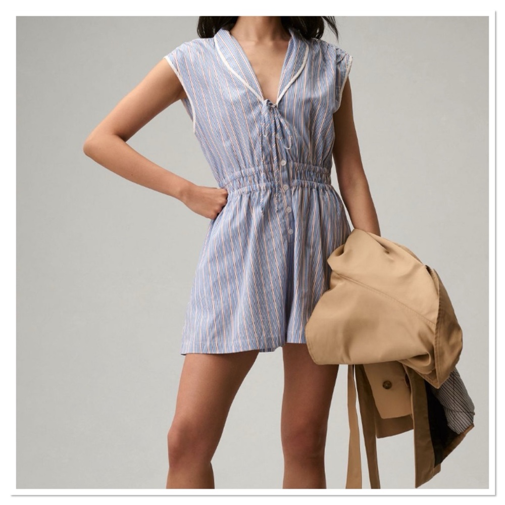 Anthropologie Women’s Blue Striped Romper